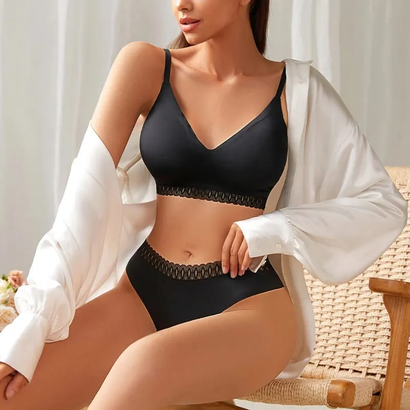 2026 Women Thongs And Bra Two Piece Seamless Panties Ladies Underwear Soft Elastic Wirefree Sport Bra Panty Set — image 3
