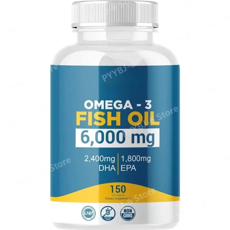Omega 3 Softgels de óleo de peixe Suplemento diário de alta potência EPA DHA para adultos apoia a saúde imunológica das articulações 150 Softgels não OGM