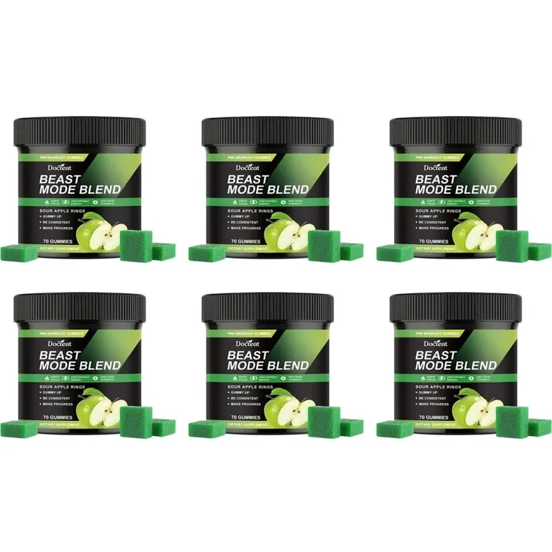 Docteat Beast Mode Blend Pre Workout Gummies Energy Focus & Endurance Support for Strength Training & Active Gym Days 70 Count — image 12