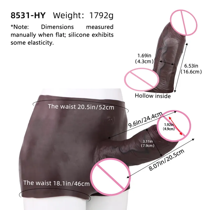 Thick Hollow Dildo Male Strap-On Huge Hollow Dildo Dick Extender Silicone Realistic Large Penis Sex Toy For Couples Sex — image 16