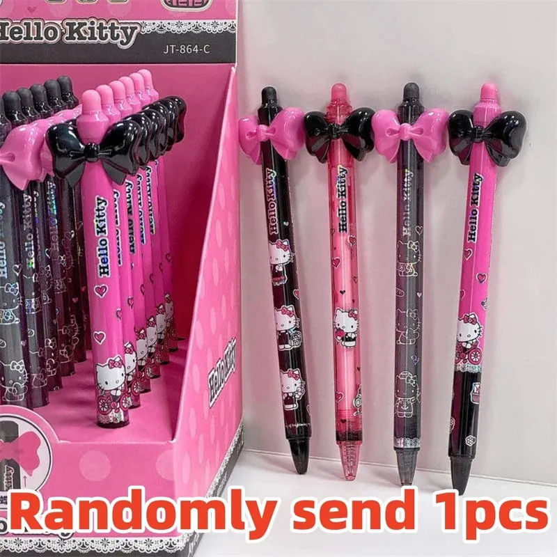Genuine Sanrio Hello Kitty Push-Button Ballpoint Pens Cartoon Kuromi 0.5MM Black Gel Pen Student Writing Drawing Stationery Gift