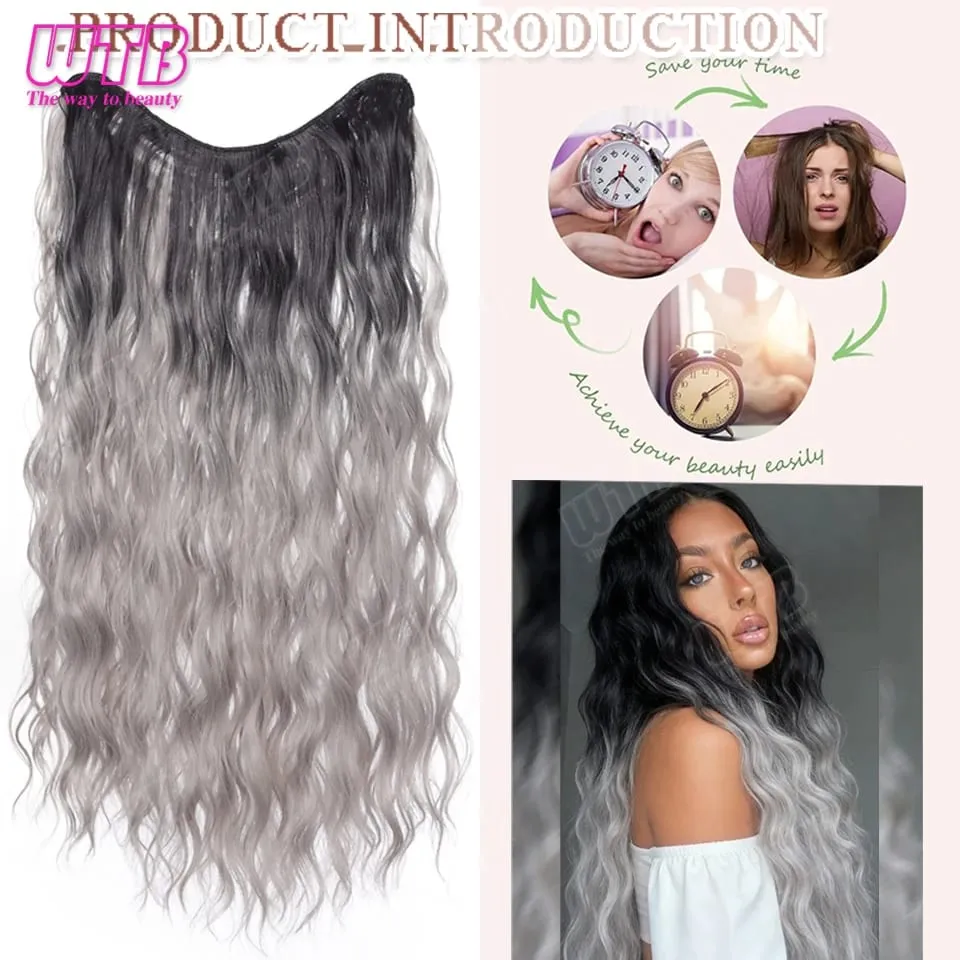 WTB Gradient Color Hair Extensions Synthetic Wig BB Clip Style Water Wave Pattern Suitable for Women's Daily Wear and Holidays — image 5