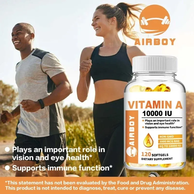 Vitamina A 10000 UI - Apoia a visão saudável e a saúde da pele do sistema imunológico - Suplementos sem glúten não transgênicos — image 5