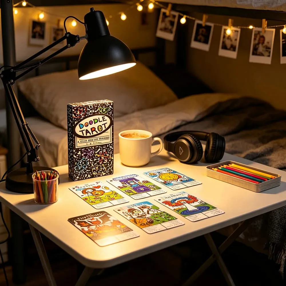 Doodle tarô cartas 78 versão em inglês adivinhação borad jogos de cartas bonito desenhado à mão para iniciantes e leitura espiritual — image 4