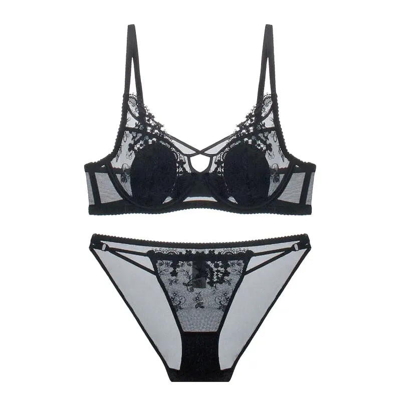 Light Luxury French Lace Underwire Cross Bra Set Bunny Ears Cup Light Luxury Lingerie Sexy Women Flash Sale
