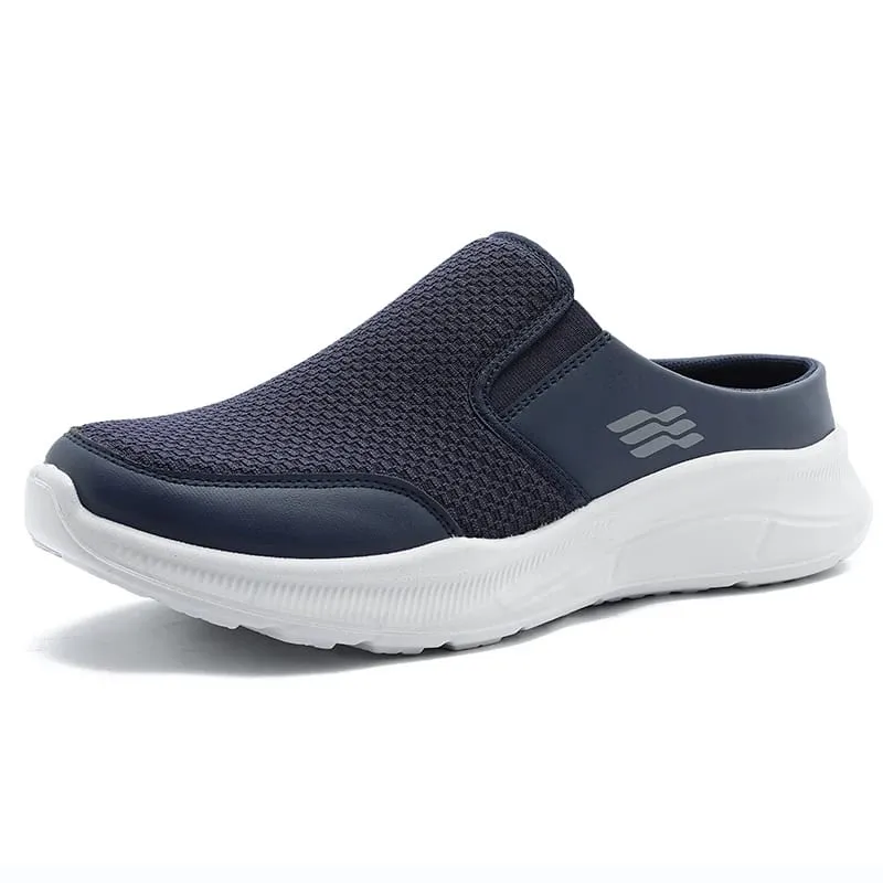 Pull-on Dual Wear Breathable Grid Knit Walking Mules Integrated Elastic Side Gore Panel Rib Segmented Full White Footwear — image 8