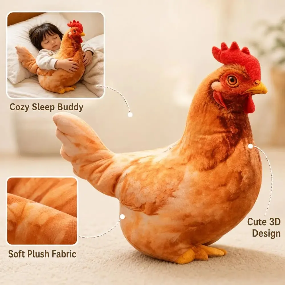 Material Bantal Badan Haiwan 30cm Saiz Tekstur Lembut Kusyen Haiwan Design Comel PP Kapas Isi Ayam Bantal Bantal — image 2