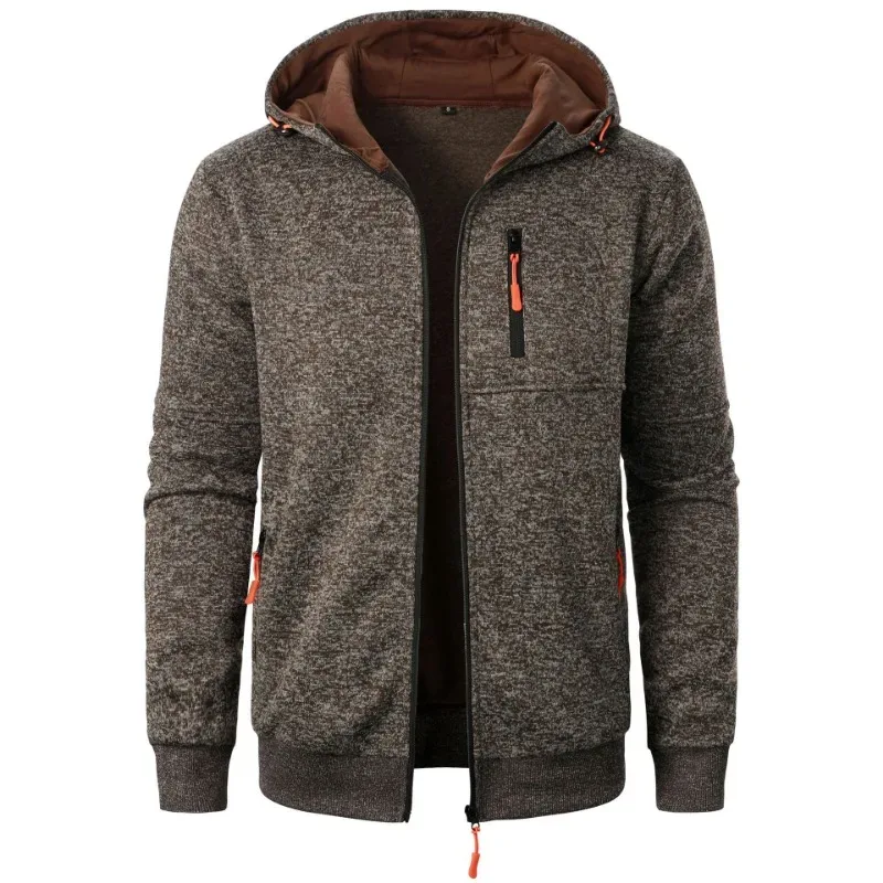 Novo streetwear masculino manga longa sweatshirts para homem zíper com capuz oversize inverno quente casaco casaco de treino ao ar livre — image 8