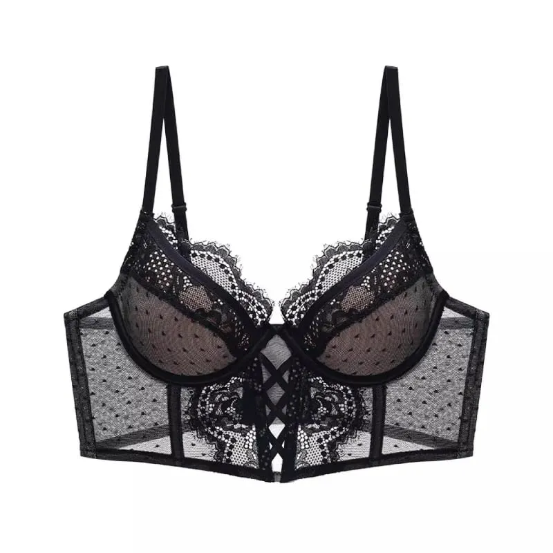 French Lace Push Up Lingerie Set Damen Thin Underwire Bra Sheer Mesh Ruched Chemise Soft Petite Small Bust Ladies S-XL — image 6