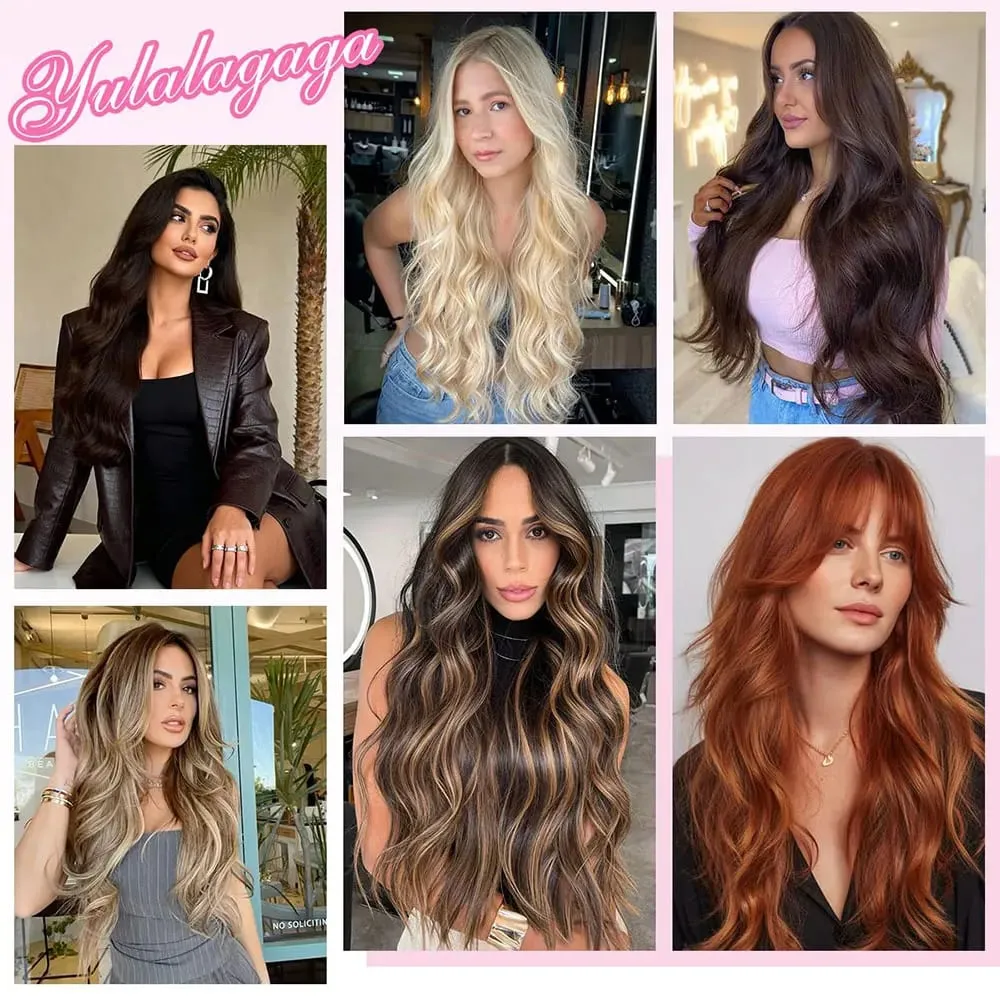 Copper Red Long Wavy Clip in Hair Extensions 20 Inch 4Pcs Double Weft Synthetic Hairpieces Full Head for Women Party Cosplay — image 7