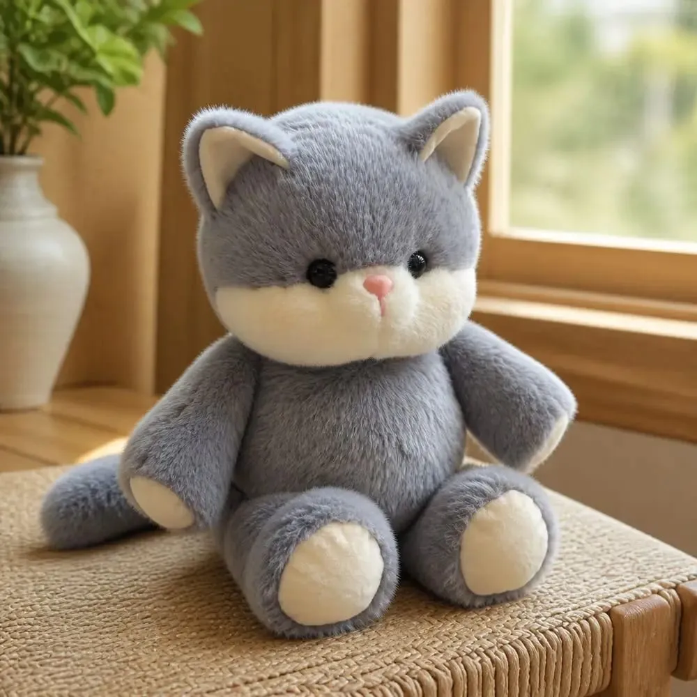 Creative Gift Soft Cat Stuffed Animal Plush Pillow Cute 17.7inch Plush Toy Emotional Support Cat Pattern Stuffed Toys