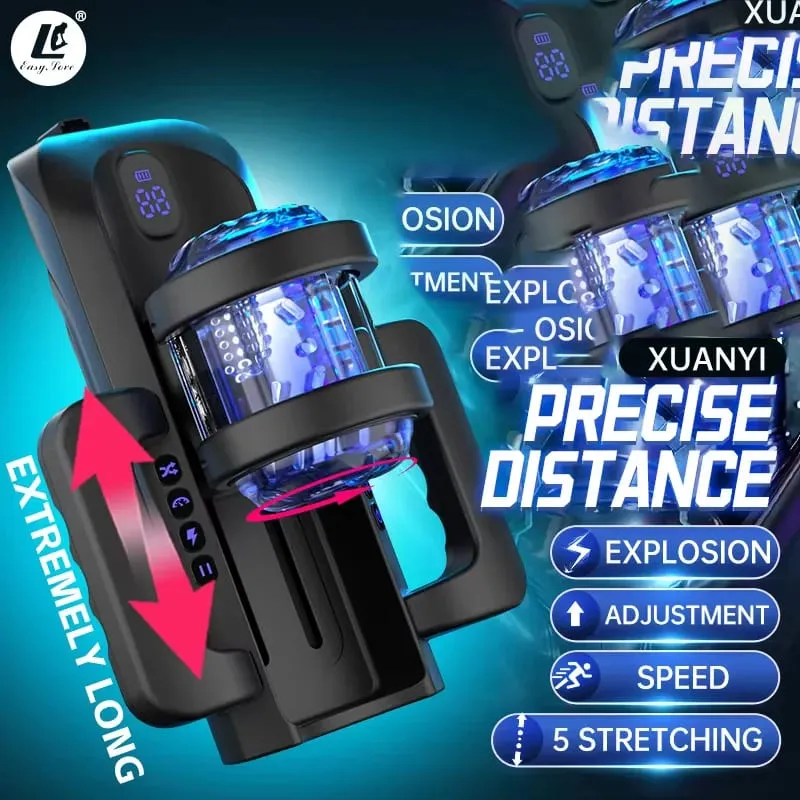 Automatic Thrusting Masturbator for Men adult sex toys with 3.93in Long Stroke Rotation LED Display and Dual Grip Handles