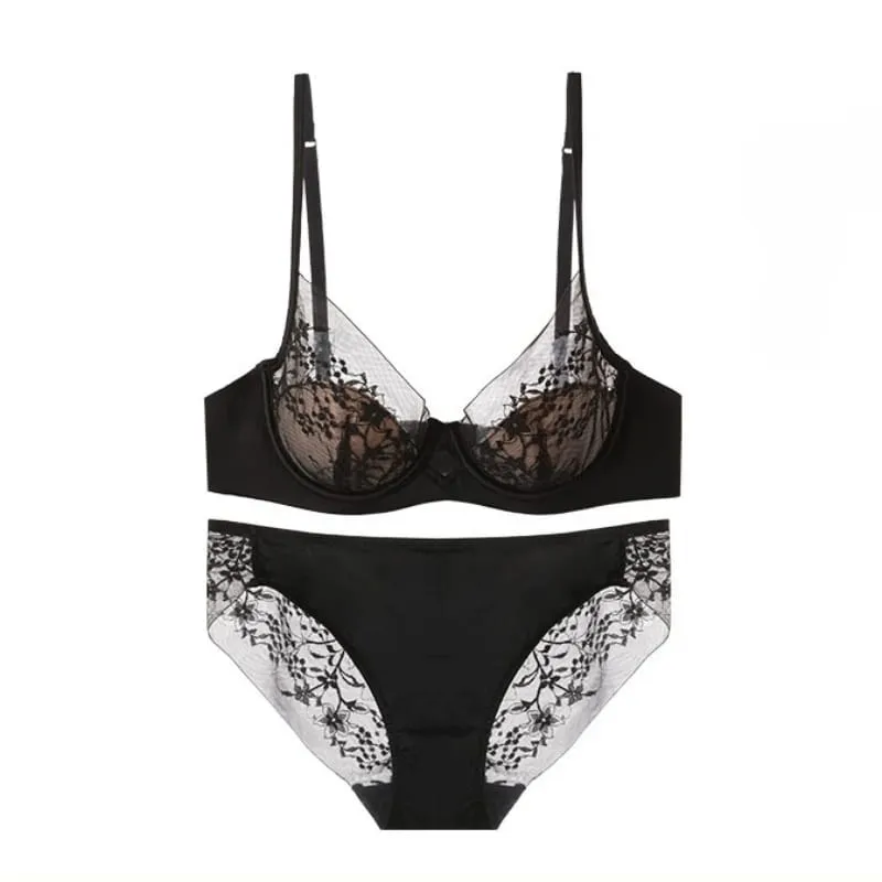 French-style na Lace at Satin Lingerie Set Magtipon ng Adjustable Straps Bra at Thin Padding Soft Wire ComfortMuslim Girls Underwear — image 7