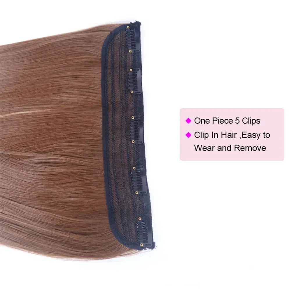 Hairpiece 5-Clips One Piece Clip-In Hair Extension Long Straight Hair Voluminous Natural Soft Synthetic Hair for Women Daily Use