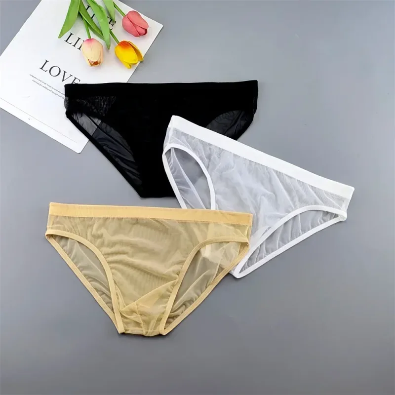 Plus Size Transparent Underwear See Through Sexy Briefs for Men with Pouch Nylon Hombre Slips Breathable Male Panties XL-4XL — image 17
