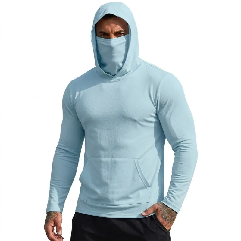 Camiseta masculina com capuz, proteção solar, secagem rápida, manga comprida, leve, top de desempenho para caminhadas ao ar livre, uso solar — image 9