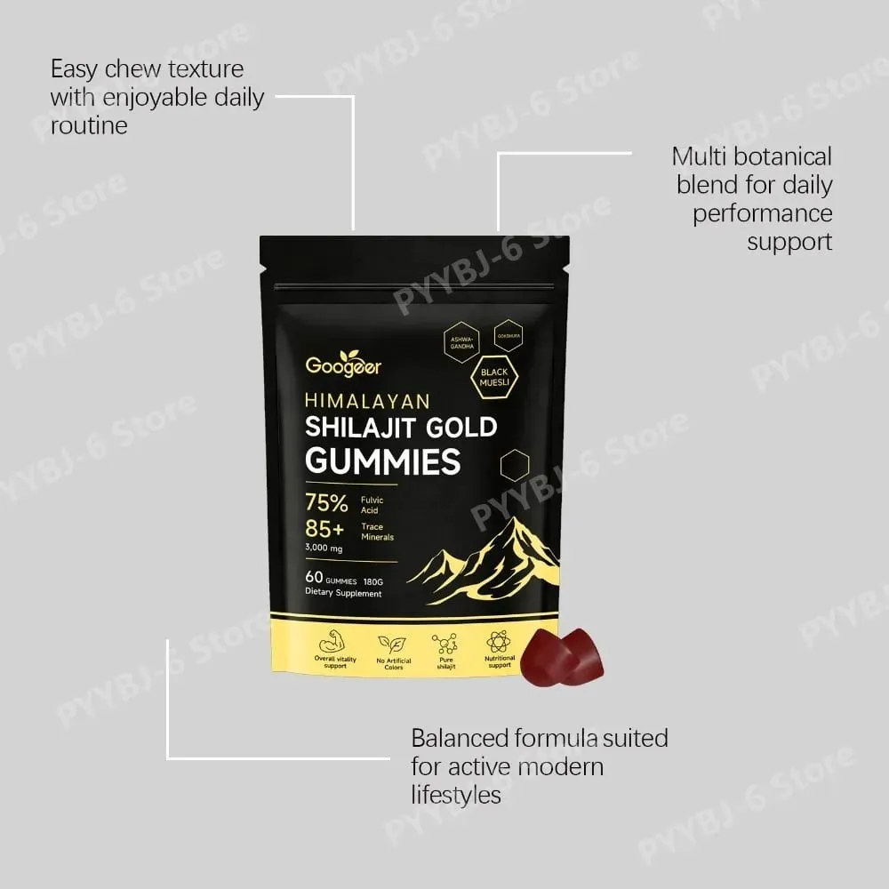 Himalayan Shilajit Gold 60 Gummies Minerals Formula suporta aumento de energia e vitalidade corporal Suplemento dietético nutricional natural — image 4