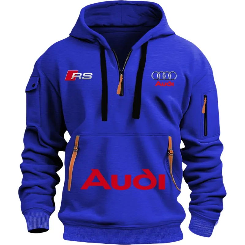 Roupas esportivas Audi adequadas para homens, ternos de ciclismo estilo esportivo ao ar livre, moletons com capuz e abas com estampa de rua — image 4