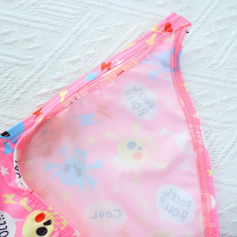 Cuecas masculinas de cintura baixa com bolsa grande e estampa de caveira, tecido elástico confortável para uso diário