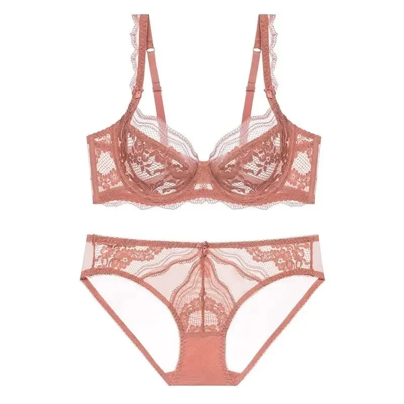Nový příchod Viktoriánský styl Ultra tenká sada spodního prádla s krajkou Push Up Měkká kostice Gather Lift Nevycpaná Pohodlná prodyšná sada podprsenky — image 5