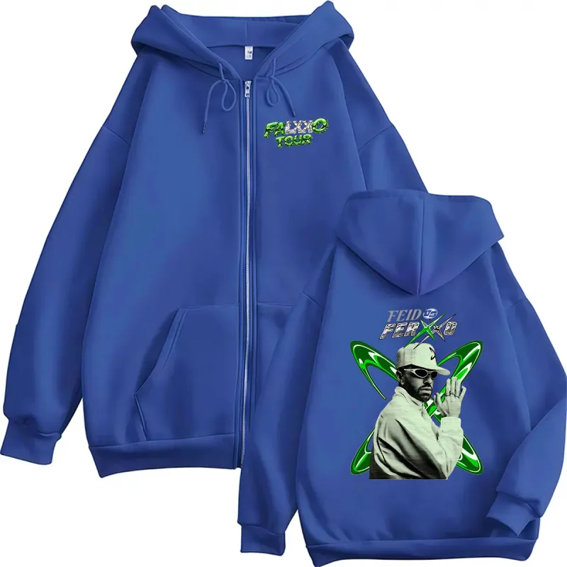 Feid VS Ferxxo Falxo Tour 2026 Zipper Hoodie Men's Hip Hop Loose Fleece Pullover Sweatshirt Vintage Long Sleeve Jacket Hoodies — image 6