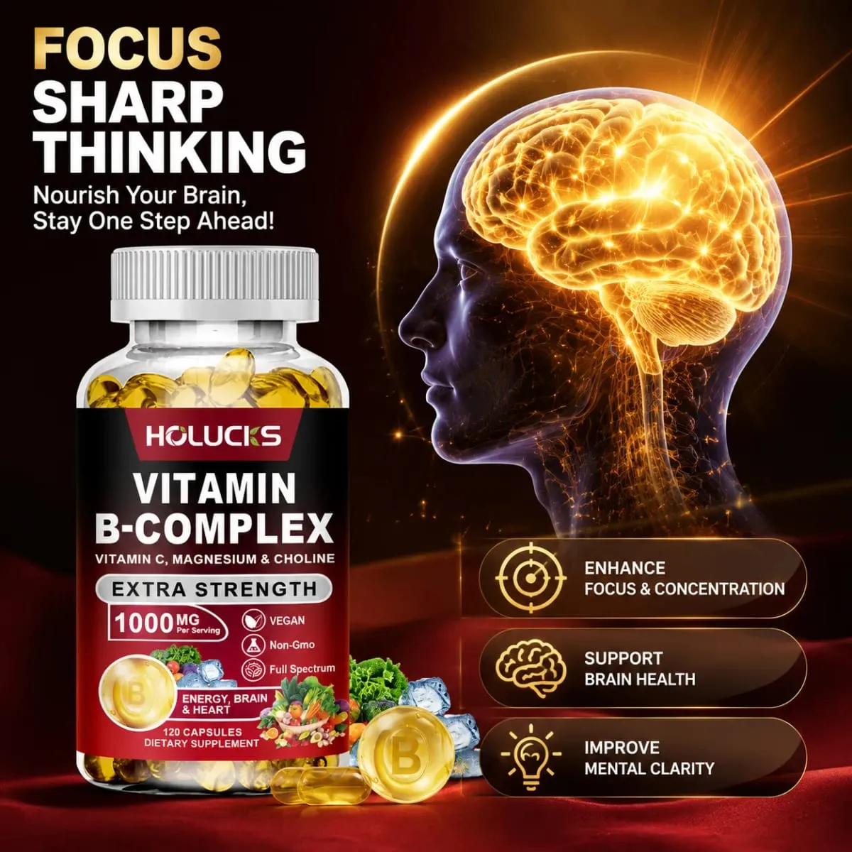 Yimiduk Premium Vitamin B Complex Supplement with Biotin & Folate for Promotes Healthy Hair Skin & Hormone Balance Vegan — image 4