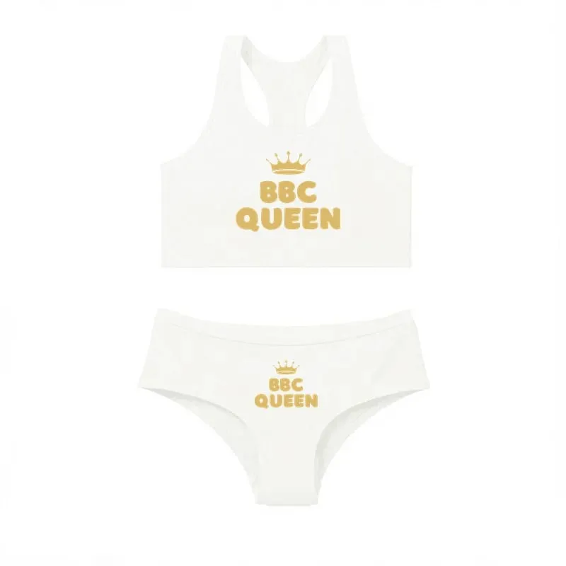 One Set BBC QUEEN Round Neck Tank Top And Panties Set Women's Underwear Sets Cute Cotton Underwear Sexy Lingerie For Women Set — image 9