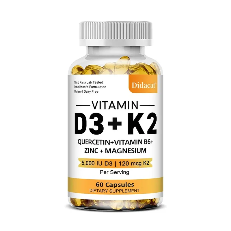 Suplemento dietético de vitamina D3 + K2 - Suporte à saúde óssea e cardíaca ajuda a regular o metabolismo do cálcio - 120 Cápsulas gelatinosas — image 8