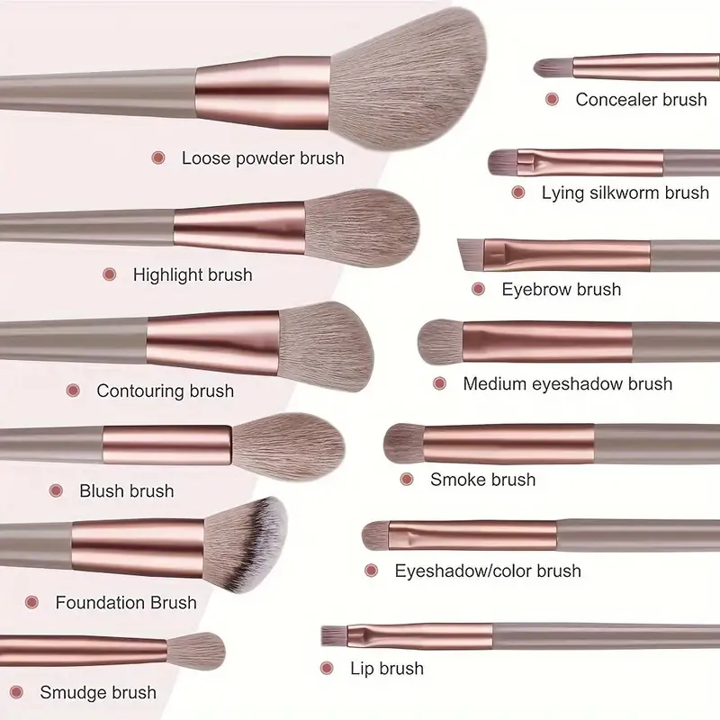 13Pcs Makeup Brushes Tool Set Cosmetic Powder Eye Shadow Foundation Blush Blending Beauty Make Up Brush For Makeup Starters Gift — image 2