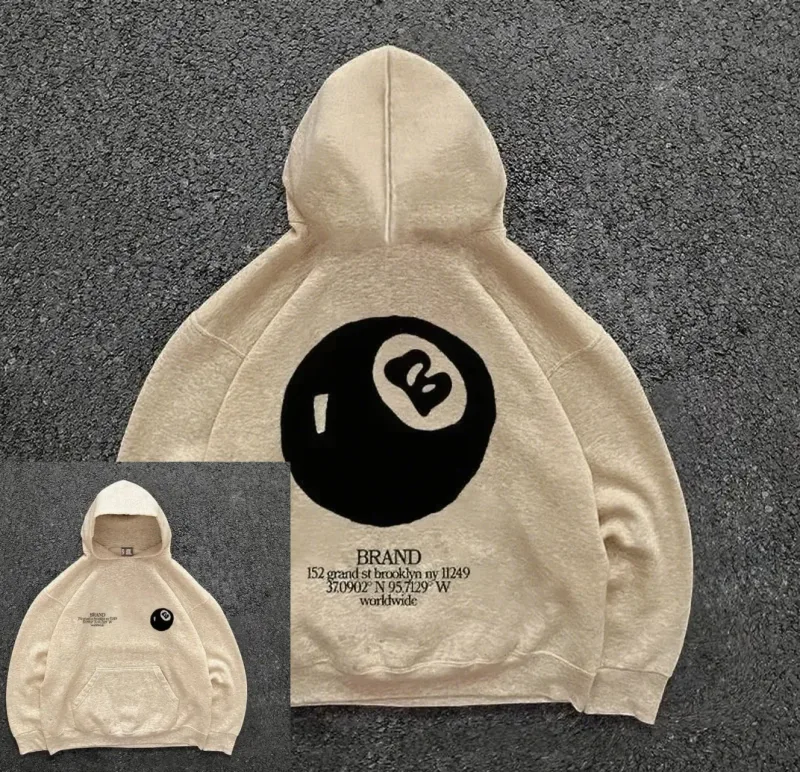 Bagong billiard print na kalye sa taglagas at taglamig na warm hooded sportswear soft casual top mataas na kalidad na kumportableng damit — image 5