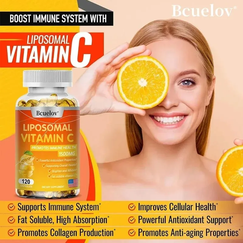 Liposomal Vitamin C Capsules Makapangyarihang Antioxidant Nagtataguyod ng Collagen Production Sinusuportahan ang Kalusugan ng Balat 1500mg — image 2