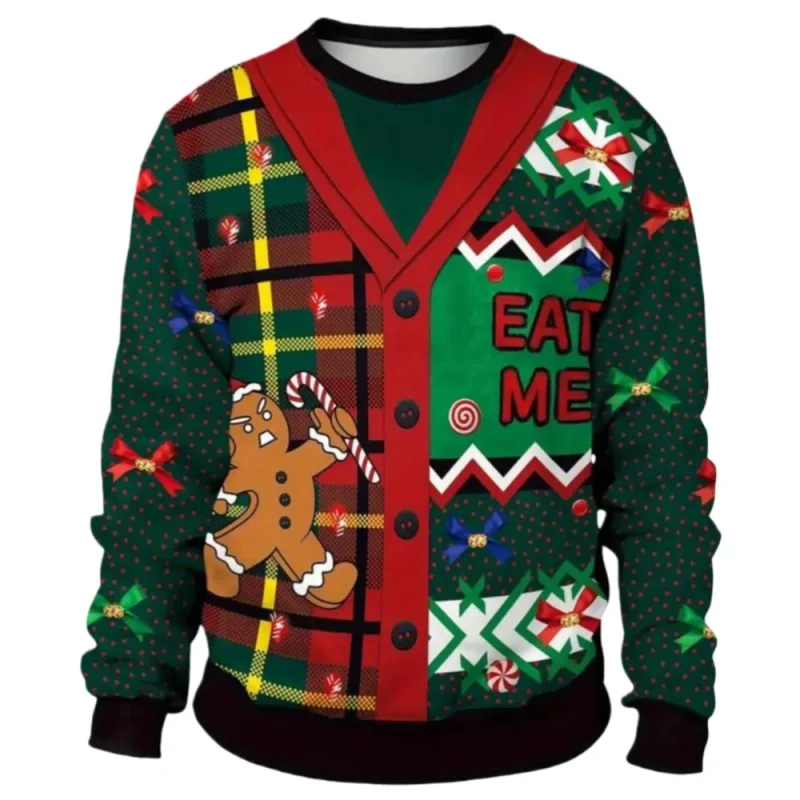 Funny Christmas Sweater Men Women Pullover Xmas Sweatshirt Ugly Graphic Y2k Sweatshirts for Holiday Party Loose Men's Clothing — image 11