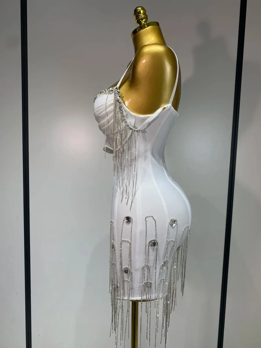 Mga Babaeng Sexy na Backless Spaghetti Strap Bodycon na walang manggas na Bandage Dress 2025 Elegant Prom Gown Club Evening Party Birthday Dresses — image 4