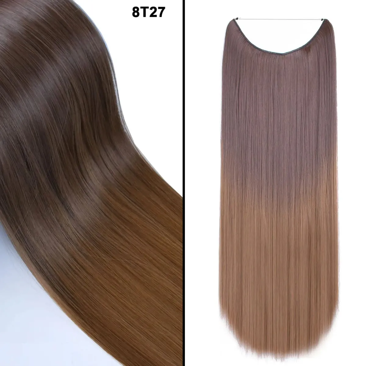 Jeedou Wavy Hair Extension Elasticity Invisible Wire Fish Line One Piece No Clips Synthetic Hairpieces Ombre Color For Ladies — image 18