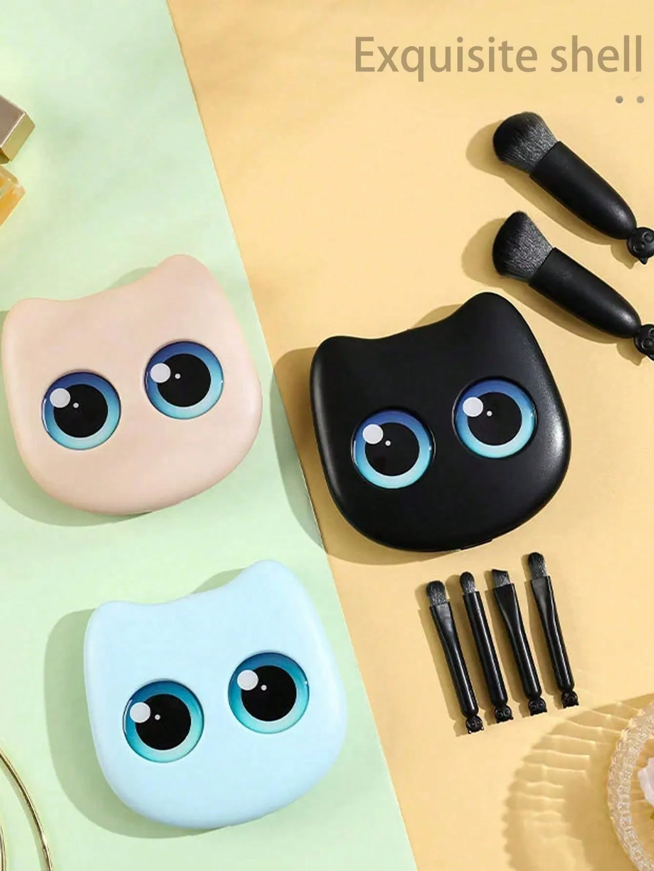 1 Box 6pcs Mini Cute Cat Design Portable Makeup Brush Set - Powder Brush Eyeshadow Brush And Assorted Brushes — image 3