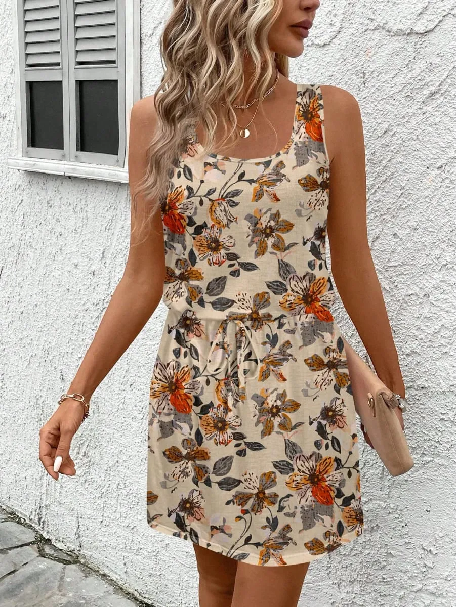 Women's Spring/Summer Fashionable Floral Print Sleeveless Dress — image 3