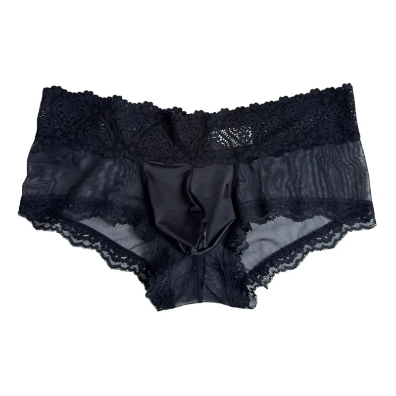 Panlalaking Ice Silk Lace Trim Manipis na Seamless Brief Makintab na 3D Pouch Magaan na Panloob na Panty Kumportable Araw-araw na Lingerie — image 3