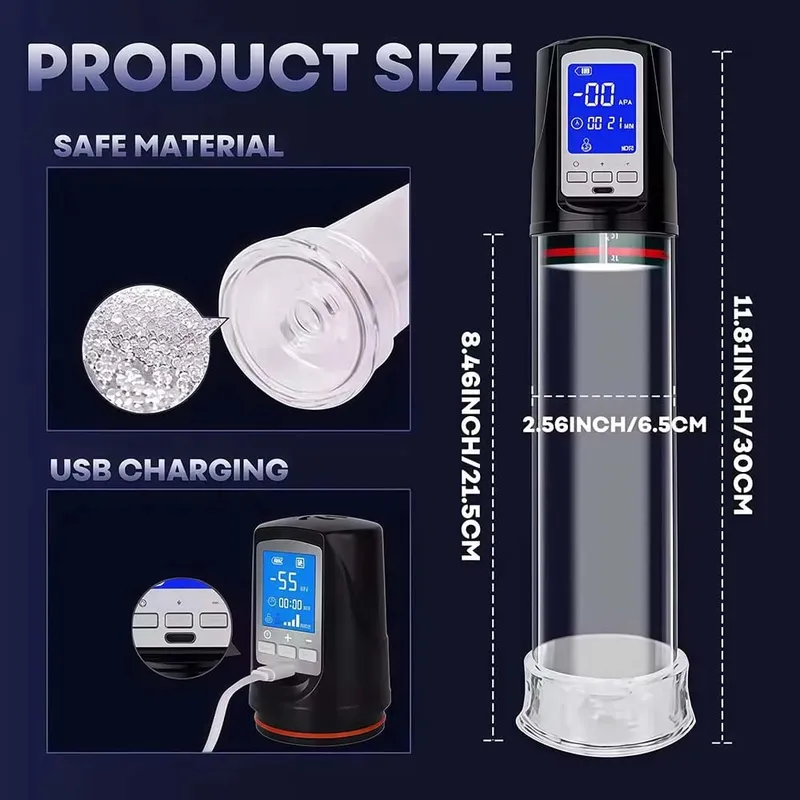 Automatic Electric Penis Pump Male Vacuum Suction Massager Delay Enlargement LED Display Masturbation Adult Sex Toys for Men