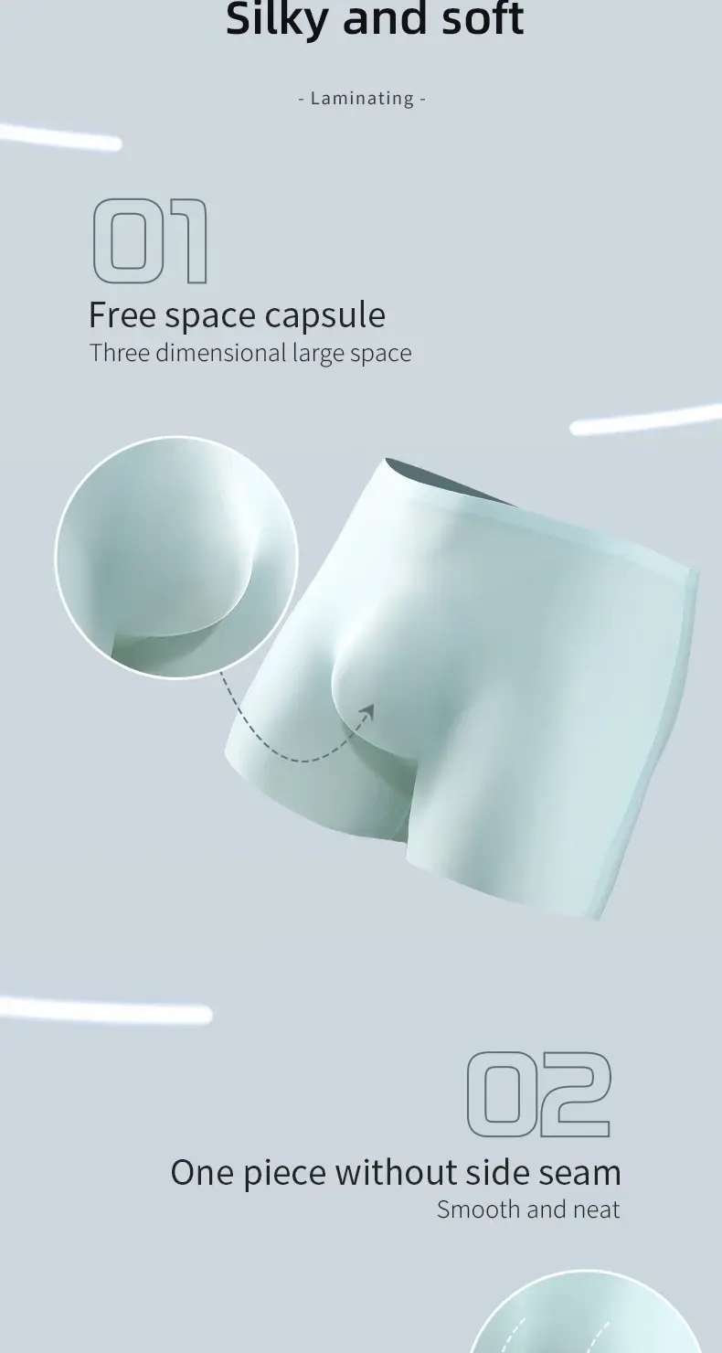 Herrunderkläder Herr 3D Stämpling Ice Silk Boxers Seamless Tunna Boxers Förlängd Sport Sommar Korta Shorts Huvud — image 1