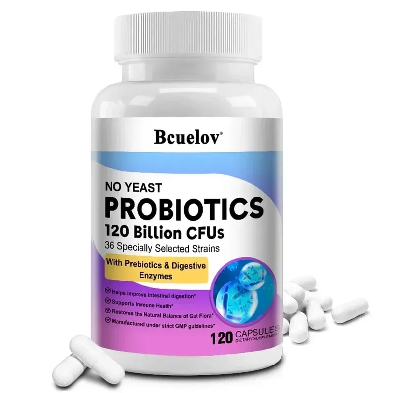Probiotics 120 Billion CFU 36 Strains + Prebiotics + Digestive Enzymes Gut Digestion & Immune System Support Regulates Mood — image 9