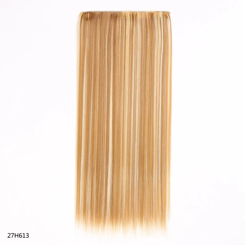 Syntetické prodloužení vlasů jednodílné s klipem 5Clips v dlouhé rovné vlasy blond pro ženy každodenní použití — image 14