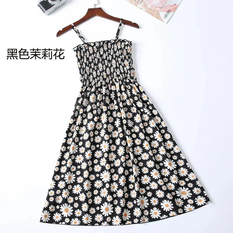 Mga Mini na Dress sa Tag-init Fashion Pambabae Elastic High Waist Casual Spaghetti Strap Sleeveless Dress Women Chiffon Dresses Vestidos — image 15
