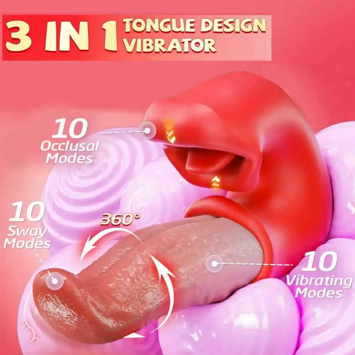 3 in 1 Tongue Thrusting Vibrator Sex Toys for Women G Spot Vibrator Adult Vibration Mode Dildo for Female Couples Games — image 2
