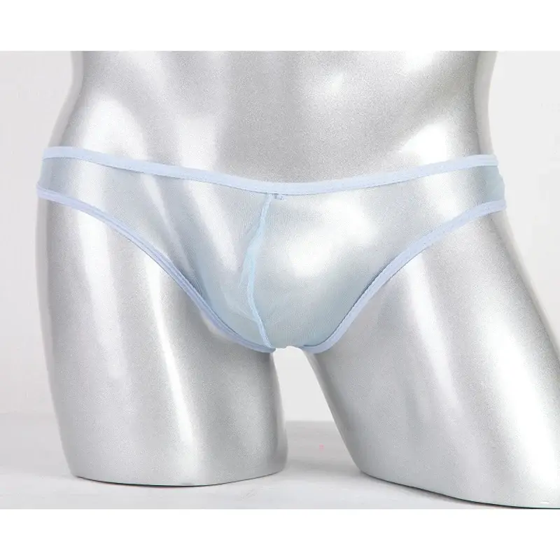 Men's Large Size Low Waist Mesh Briefs, Ultrathin Transparent Underwear, with U Convex Bag, Various Colors Available