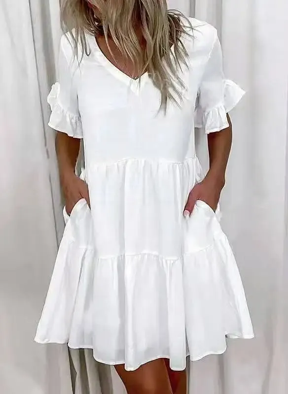 Vestido de verão feminino casual com decote em v manga curta manga borboleta floral folha carta impressão mini vestidos ysx9032 — image 17