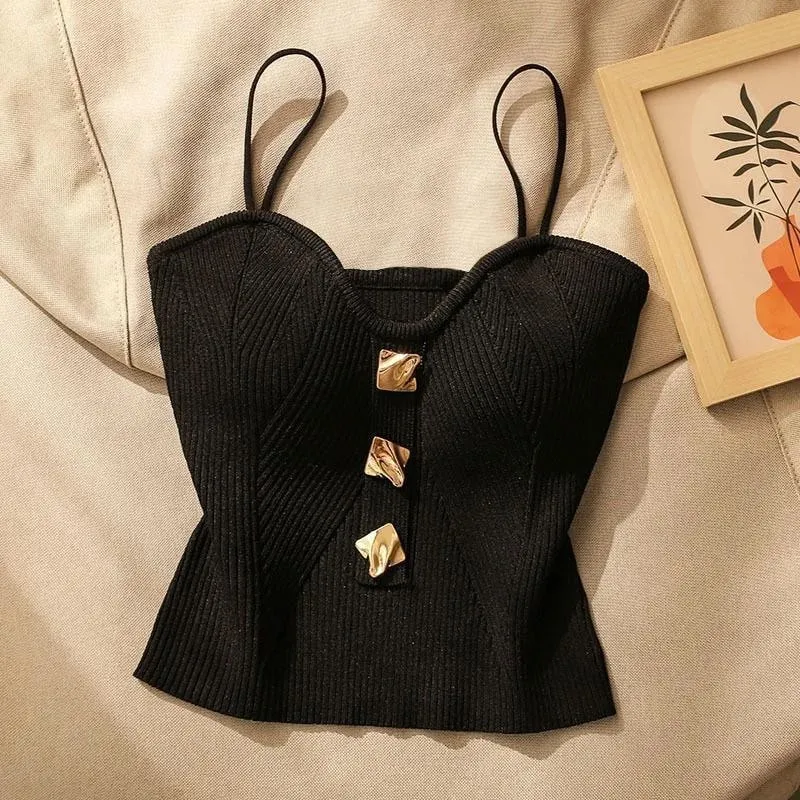 Summer Cross-Knit Suspender Women'S Sexy Beauty Camisole Slim Fit Sleeveless T-Shirt No Chest Pad Short Tank Tops Black White — image 8