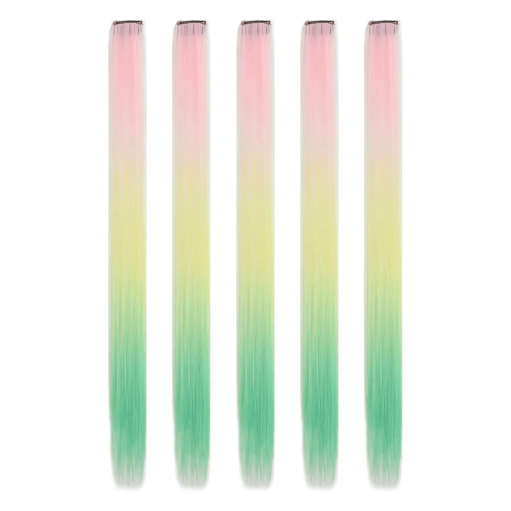 5PCS/set Clip in Hair Extensions Synthetic Hairpieces Colored Party Highlights for Girls 18 inches Multi-colors Straight Hair — image 23