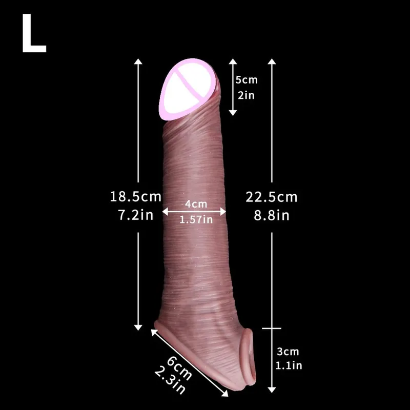 Makatotohanang Reusable Penis Sleeve Manipis Silicone Holster na May Anti-snap Ring Cock Enlargement Extender Para sa Mga Lalaki Delay Ejaculation — image 10