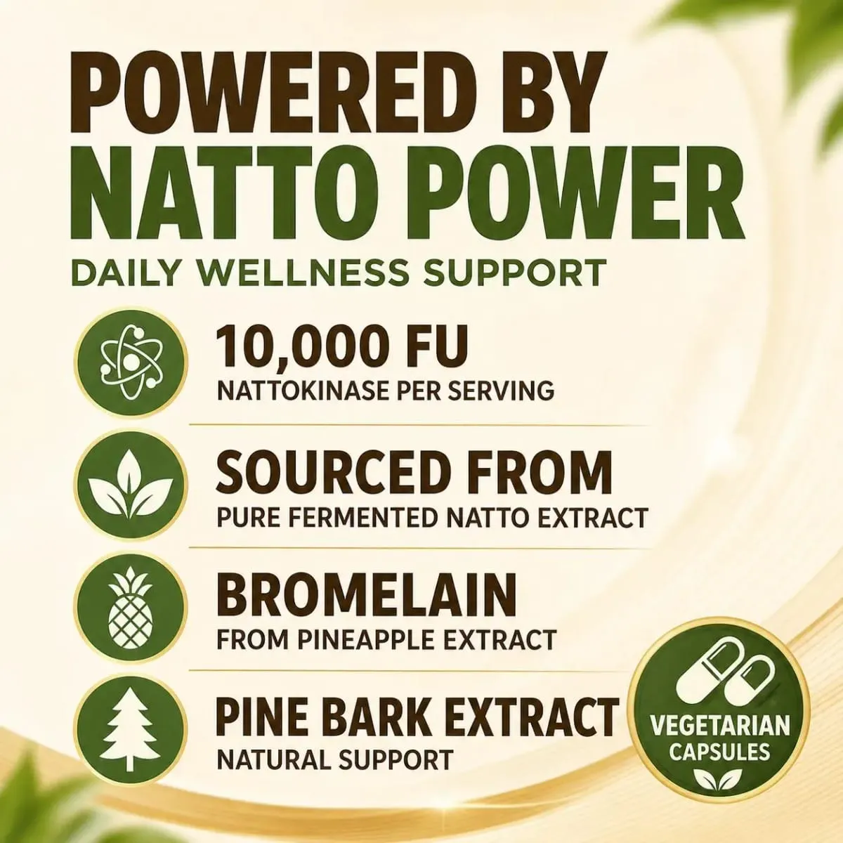 Nattokinase 10000 FU Per Serving Supports Heart Health Cardiovascular Blood Flow CoQ10 Bromelain Turmeric 60 Veggie Caps