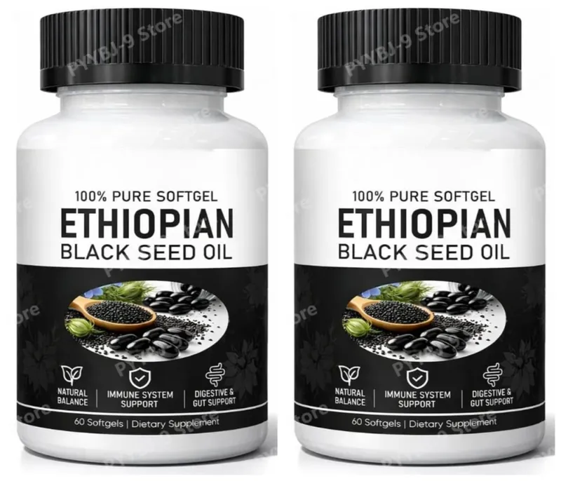 Ethiopian Black Seed Oil Softgels 800mg Cold Pressed Herbal Extract Capsules Daily Wellness Balance Support Non GMO 60 Count